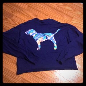 💞PINK NATION💞 PINK LS V-Neck CROP TOP